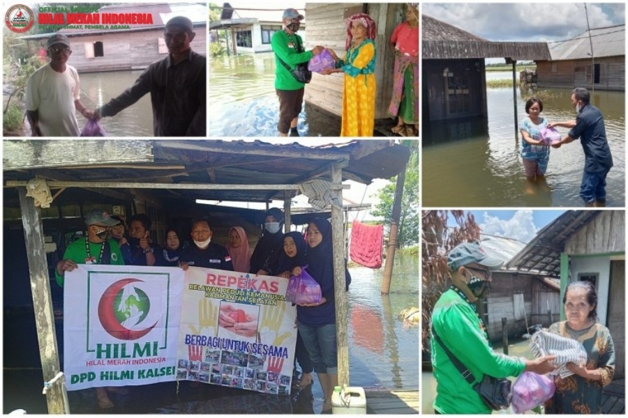 HILMI - Front Persaudaraan Islam dan RAPEKAS Kalsel Bagikan Sembako ke Lokasi Bencana di Martapura